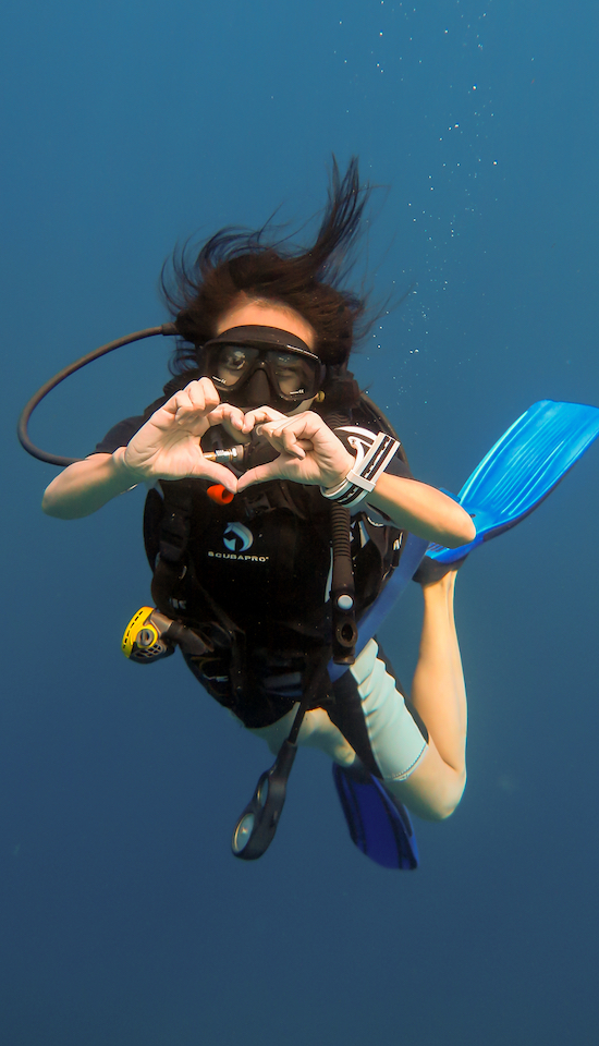Nothing but love for scuba diving in the blue.